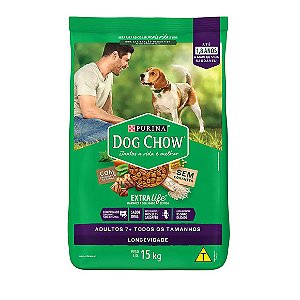 Ração Dog Chow Cães Adultos 7+ Longevidade Carne, Frango e Arroz 15 kg