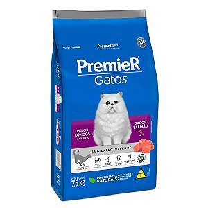 Ração Premier Ambientes Internos Gatos Adultos Pelos Longos Salmão 7,5 kg