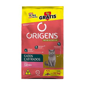 Ração Origens Gatos Castrados Salmão Leve 11,1kg Pague 10,1kg