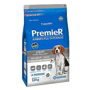 Ração Premier Ambientes Internos Light Cães Adultos Frango e Salmão 1 kg
