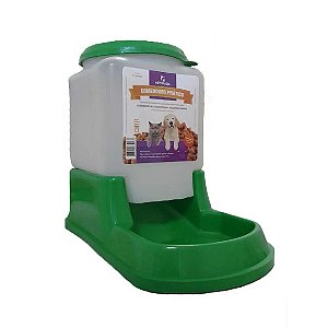 Comedouro Prático Automático Cães e Gatos Verde Único