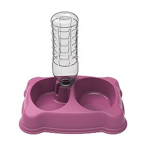 Comedouro Duplo Plast Pet - 600 Ml - Mix