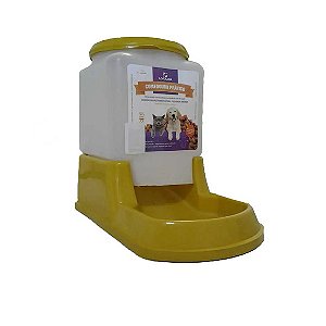 Comedouro Prático Automático Cães e Gatos Amarelo Único