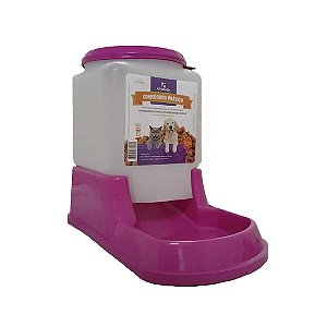 Comedouro Prático Automático Cães e Gatos Rosa Único