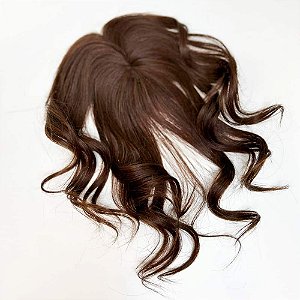 Topo para Cabeça Cabelo Humano Castanho 30cm