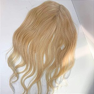 Topo para Cabeça Cabelo Humano Loiro Global na Micropele 50cm
