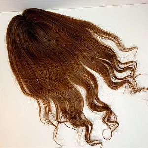 Topo para Cabeça Cabelo Humano Castanho 55cm