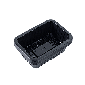 Bandeja Plástica Preta 1050ml 20x14x6,5cm- 10 Unidades