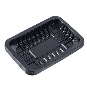 Bandeja Plástica Preta 400ml 20x14x2,5cm - 10 Unidades