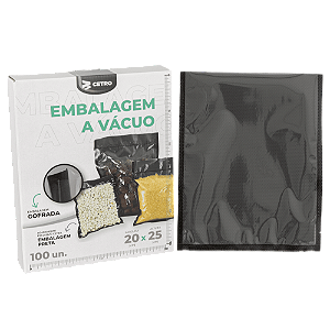 Embalagem a Vácuo 20x25cm - 100 Unidades Gofrada Preta em Sacos Pré-Formados