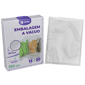 Embalagem a Vácuo 15x20cm - 100 Unidades Gofrada Transparente em Sacos Pré-Formados