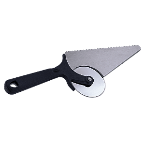 Espátula de Pizza com Cortador em Aço Inox