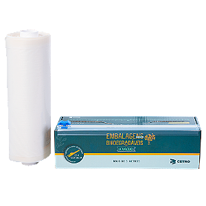 Embalagem a Vácuo Biodegradável 20x500cm Gofrada em Rolo e Caixa com Cortador