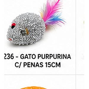 BRINQ. GATO PURPURINA COM PENAS 15CM
