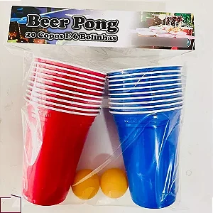 Jogo Beer Pong 20 Copos E 6 Bolinhas Cerveja Pong