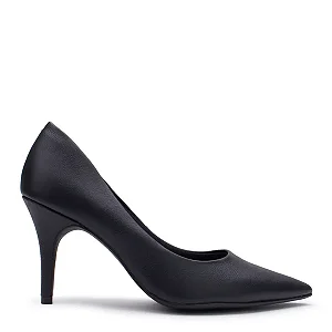 Scarpin Bico Fino em Couro Preto Lialine