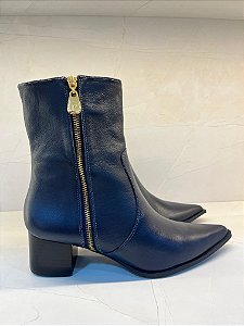 Bota Feminina Paraonda em Couro Azul Marinho