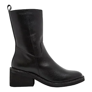 Bota Cano Médio em Couro Legítimo Preta Santa Lolla