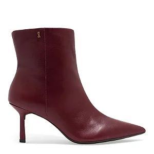 Bota Bico Fico com Salto Fino em Couro Merlot