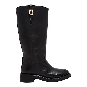 Bota Cano Alto Preta em Couro Santa Lolla