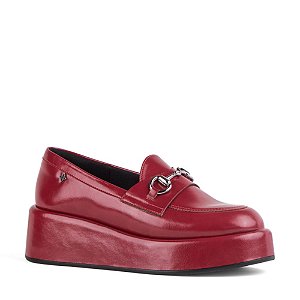 Mocassim Plataforma Feminino Di Valentini Inspiração Gucci Vermelho Impactante, Moderno e Fashion