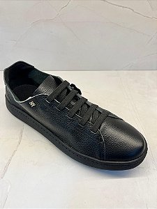 Tênis Calce Fácil Feminino Di Valentini em Couro Preto
