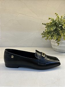 Loafer Feminino Bico Quadrado Preto e Blush Santinelli
