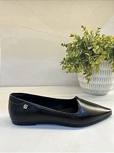 Sapatilha Feminina Bico Fino Minimalista Preta e Blush Santinelli