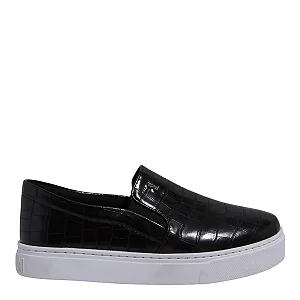 Tênis Slip On Santa Lolla em Croco Preto