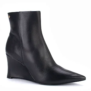Bota Lialine Salto Anabela em Couro Preta