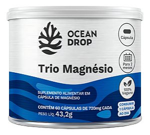 Trio Magnesio 720mg 60 Caps - Ocean Drop Sabor Sem Sabor