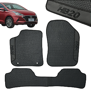 Tapete Automotivo HB20 2012 Até 2019 Personalizado 3 Peças All Black