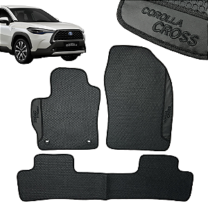 Jogo Tapete Automotivo Corolla Cross Personalizado 3 Peças All Black
