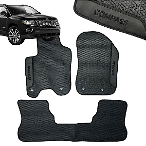 Tapete Automotivo Compass 2016 Á 2026 Personalizado 3 Peças All Black
