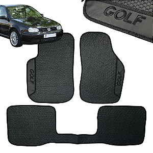 Tapete Automotivo Colmeia Golf Sapão Personalizado 3 Peças All Black