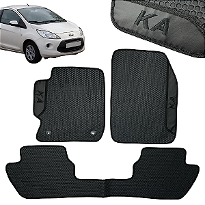 Tapete Automotivo Ford Ka 2014 A 2026 Personalizado 3 Peças All Black