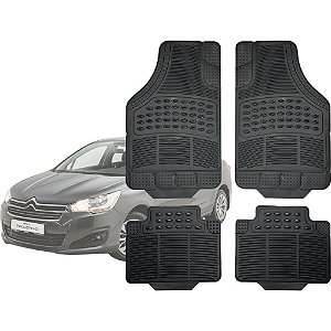 Tapete Automotivo Universal Preto 4 peças Borracha Citroen C4 Até 2024
