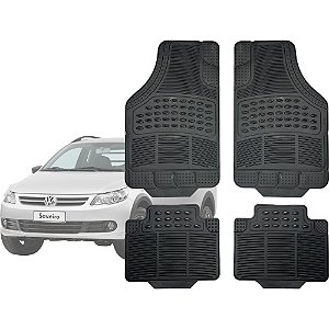 Tapete Automotivo Universal Preto 4 peças Borracha Saveiro 2010 Á 2026