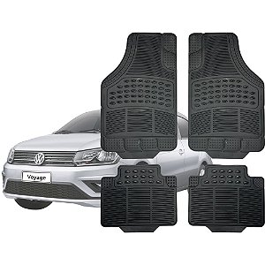 Tapete Automotivo Universal Preto 4 peças Borracha Voyage 2008 Á 2022