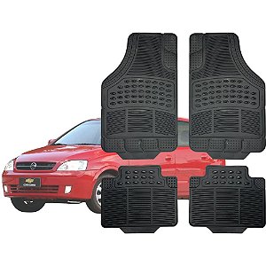 Tapete Automotivo Universal Preto 4 peças Borracha Corsa Hatch Á 2012