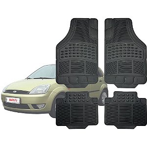Tapete Automotivo Universal Preto 4 peças Borracha Fiesta Hatch Á 2014