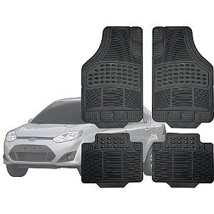 Tapete Automotivo Universal Preto 4 peças Borracha Fiesta Sedan Á 2014
