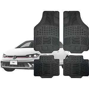 Tapete Automotivo Universal Preto 4 peças Borracha Polo Hatch Até 2026