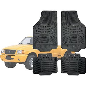 Tapete Automotivo Universal Preto 4 peças Borracha Ranger Até 2014