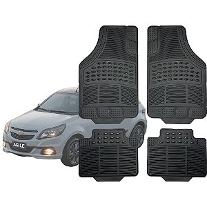 Tapete Automotivo Universal Preto 4 peças Borracha Agille 2006 Á 2016