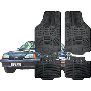 Tapete Automotivo Universal Preto 4 peças Borracha Kadett 1989 Até 1998
