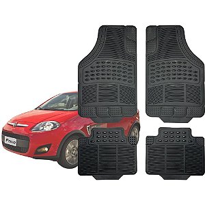 Tapete Automotivo Universal Preto 4 peças Borracha Palio 1996 Até 2018