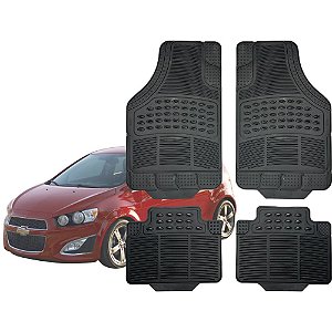 Tapete Automotivo Universal Preto 4 peças Borracha Sonic Hatch Até 2014