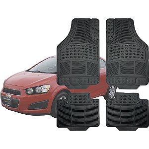 Tapete Automotivo Universal Preto 4 peças Borracha Sonic Sedan Até 2014