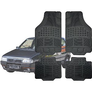 Tapete Automotivo Universal Preto 4 peças Borracha Uno Quadrado Á 2013